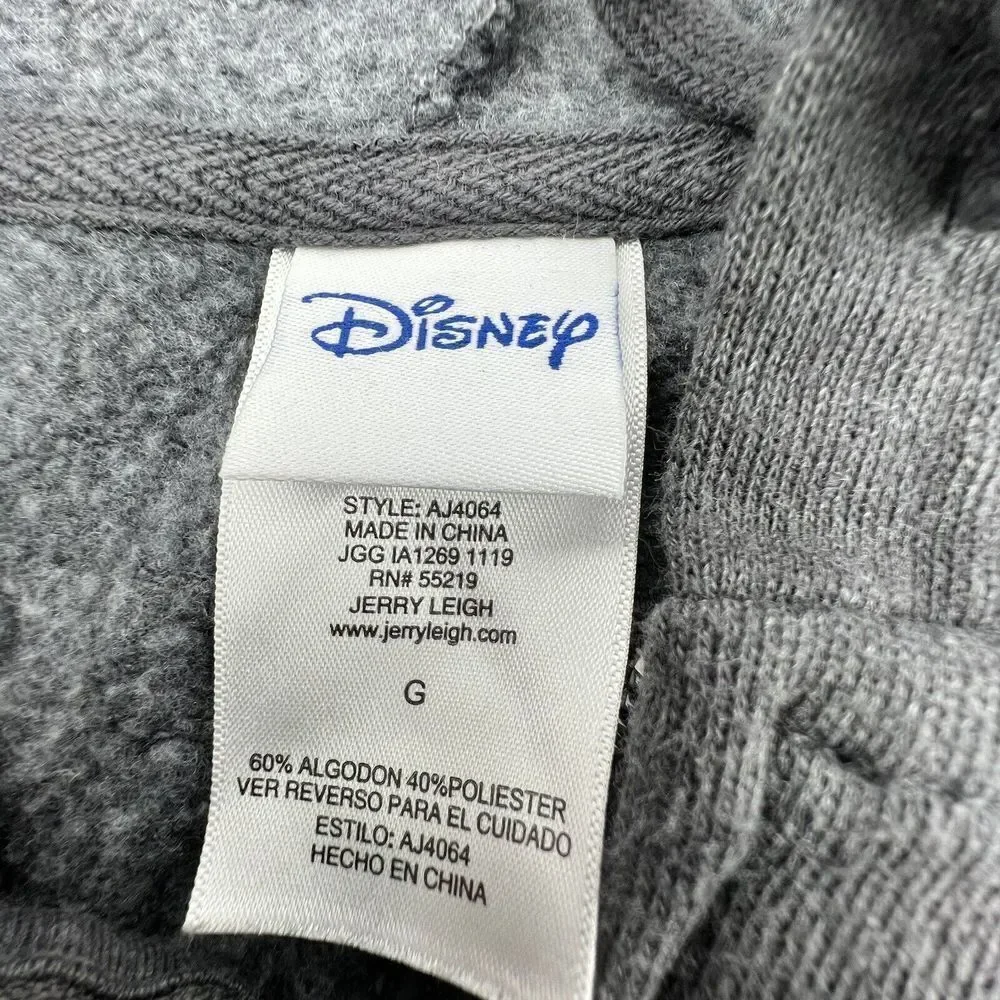Disney Gray Full Zip Hoodie Mickey Mouse Size Large